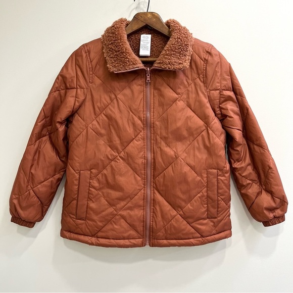 Madewell warm umber Reversible Sherpa Puffer full zip jacket NC574 Size XXS - Picture 4 of 15